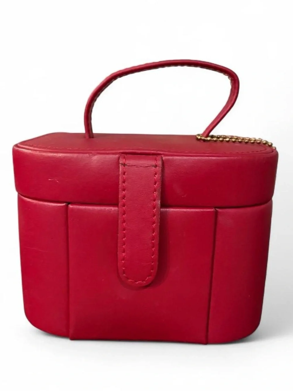 Dazzle Genuine Red Leather Mini Trunk Jewelry Box Case Travel Vanities Storage